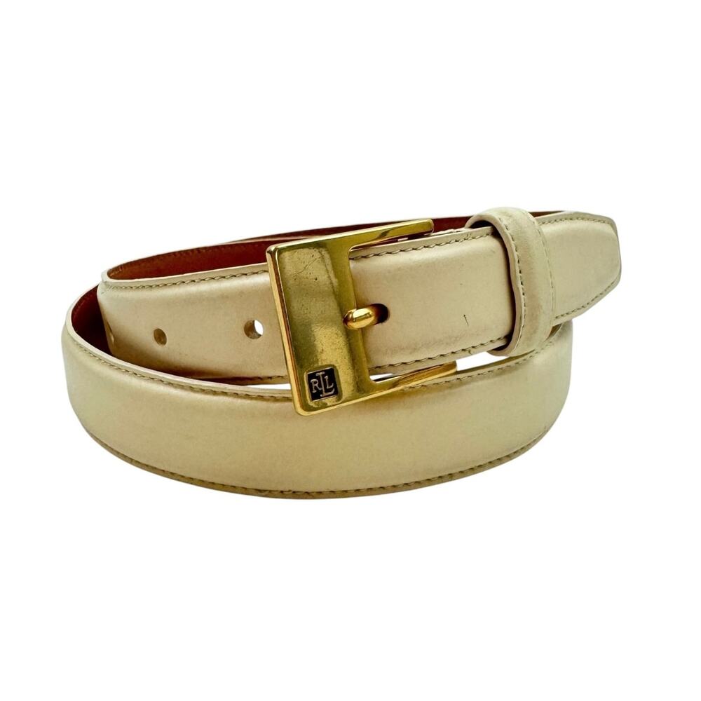 Lauren Ralph Lauren Cream Leather Belt